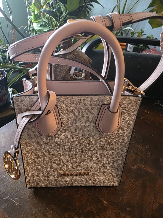 Michael Kors Handbags - Michael Kors Pink Trim Signature Logo Crossbody Satchel